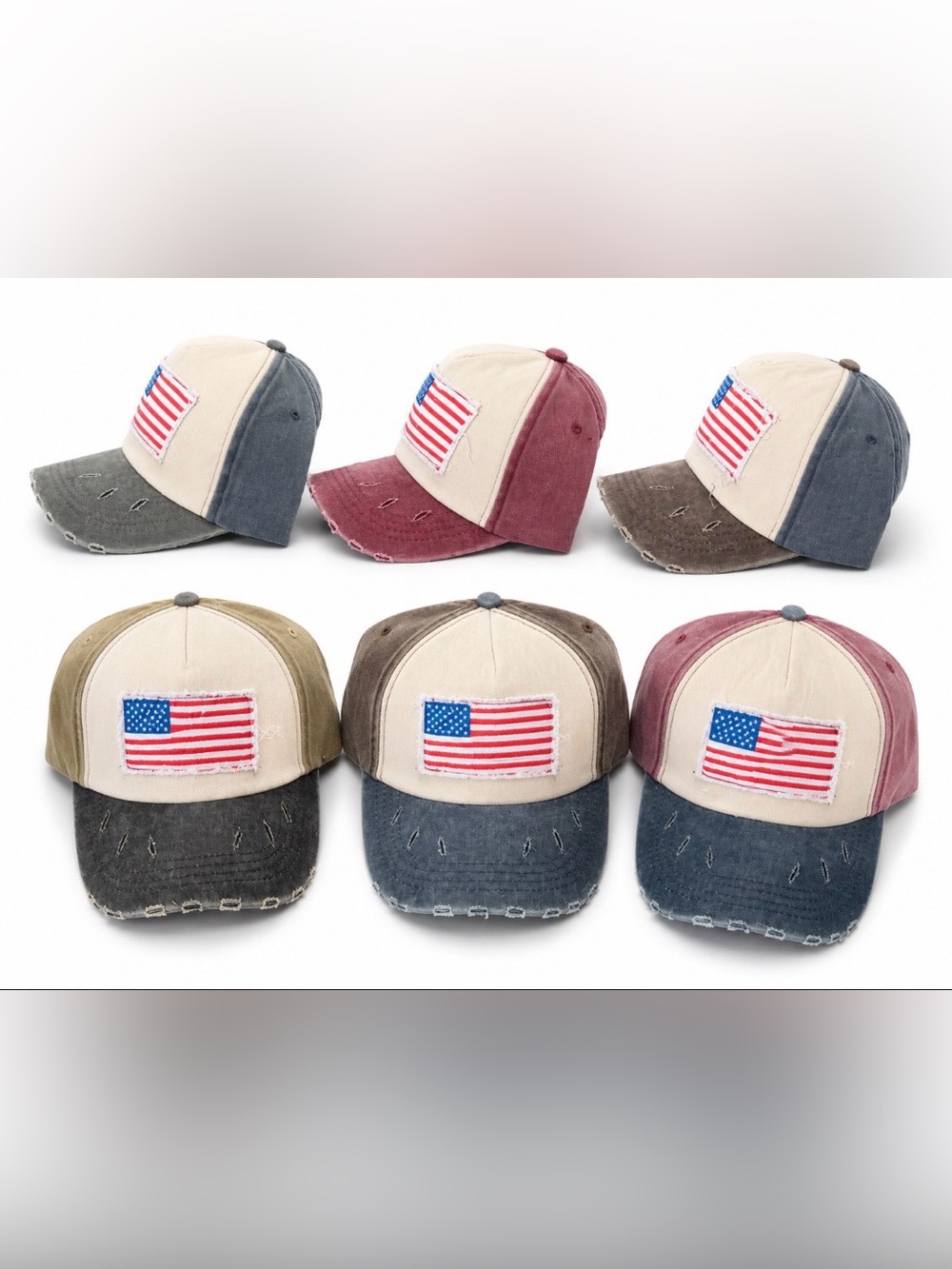 American Flag Patch Baseball Cap - Multiple Colors. Choose 1 from the pics